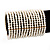 Wide Light Cream Coloured Faux Pearl Flex Bracelet With Gold Metal Bars - 8cm Width - view 6
