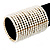 Wide Light Cream Coloured Faux Pearl Flex Bracelet With Gold Metal Bars - 8cm Width