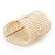 Wide Light Cream Coloured Faux Pearl Flex Bracelet With Gold Metal Bars - 8cm Width - view 3