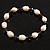 Light Cream Freshwater Pearl & Purple Glass Bead Flex Bracelet -19cm Length - view 5