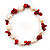 Light Cream Freshwater Pearl & Red Coral Bead Flex Bracelet -17cm Length - view 6