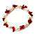 Light Cream Freshwater Pearl & Red Coral Bead Flex Bracelet -17cm Length - view 2