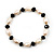 Light Cream Freshwater Pearl & Black Glass Bead Flex Bracelet -19cm Length - view 9