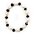 Light Cream Freshwater Pearl & Black Glass Bead Flex Bracelet -19cm Length - view 11