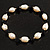 Light Cream Freshwater Pearl & Black Glass Bead Flex Bracelet -19cm Length - view 7