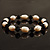 Light Cream Freshwater Pearl & Black Glass Bead Flex Bracelet -19cm Length - view 6