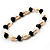 Light Cream Freshwater Pearl & Black Glass Bead Flex Bracelet -19cm Length