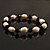 Light Cream Freshwater Pearl & Black Glass Bead Flex Bracelet -19cm Length - view 4