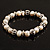 White Freshwater Pearl & Metal Bead  With Adjustable Charm Flex Bracelet - view 17