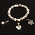 White Freshwater Pearl & Metal Bead  With Adjustable Charm Flex Bracelet - view 6