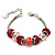 Red & Pink Glass & Acrylic Bead Bracelet (Silver Tone Metal) -17cm Length - view 3