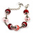 Red & Pink Glass & Acrylic Bead Bracelet (Silver Tone Metal) -17cm Length - view 7