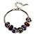 Purple Glass & Acrylic Bead Bracelet (Silver Tone Metal) -17cm Length - view 5