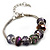 Purple Glass & Acrylic Bead Bracelet (Silver Tone Metal) -17cm Length - view 2
