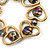 Gold Tone Heart Glass Bead Flex Bracelet -17cm Length - view 4