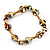 Gold Tone Heart Glass Bead Flex Bracelet -17cm Length - view 7