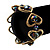 Gold Tone Heart Glass Bead Flex Bracelet -17cm Length - view 2