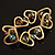 Gold Tone Heart Glass Bead Flex Bracelet -17cm Length - view 3