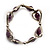 Silver Tone Heart Purple Glass Bead Flex Bracelet -18cm Length - view 10