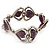 Silver Tone Heart Purple Glass Bead Flex Bracelet -18cm Length - view 8
