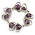Silver Tone Heart Purple Glass Bead Flex Bracelet -18cm Length - view 7