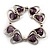Silver Tone Heart Purple Glass Bead Flex Bracelet -18cm Length - view 9