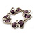 Silver Tone Heart Purple Glass Bead Flex Bracelet -18cm Length - view 4