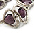 Silver Tone Heart Purple Glass Bead Flex Bracelet -18cm Length - view 2