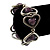 Silver Tone Heart Purple Glass Bead Flex Bracelet -18cm Length - view 11