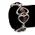 Silver Tone Heart Purple Glass Bead Flex Bracelet -18cm Length - view 3