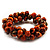 Orange-Gold Wood Cluster Bead Flex Bracelet -20cm Length - view 6