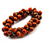 Orange-Gold Wood Cluster Bead Flex Bracelet -20cm Length - view 2