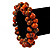 Orange-Gold Wood Cluster Bead Flex Bracelet -20cm Length - view 4
