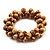 Cream-Brown Wood Cluster Bead Flex Bracelet -20cm Length