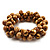 Cream-Brown Wood Cluster Bead Flex Bracelet -20cm Length - view 4