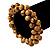 Cream-Brown Wood Cluster Bead Flex Bracelet -20cm Length - view 2