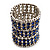 Wide Royal Blue Crystal Flex Bracelet (Silver Tone Finish) - 7cm Width - view 9