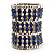 Wide Royal Blue Crystal Flex Bracelet (Silver Tone Finish) - 7cm Width - view 11