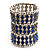 Wide Royal Blue Crystal Flex Bracelet (Silver Tone Finish) - 7cm Width - view 3