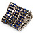 Wide Royal Blue Crystal Flex Bracelet (Silver Tone Finish) - 7cm Width - view 7