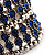 Wide Royal Blue Crystal Flex Bracelet (Silver Tone Finish) - 7cm Width - view 5