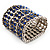 Wide Royal Blue Crystal Flex Bracelet (Silver Tone Finish) - 7cm Width - view 6