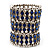 Wide Royal Blue Crystal Flex Bracelet (Silver Tone Finish) - 7cm Width - view 13