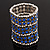 Wide Royal Blue Crystal Flex Bracelet (Silver Tone Finish) - 7cm Width - view 2
