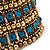Wide Teal Blue Crystal Flex Bracelet (Burn Gold Tone Finish) - 5cm Width - view 4