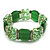 Green Cat Eye Glass Bead Flex Bracelet -18cm Length
