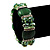 Green Cat Eye Glass Bead Flex Bracelet -18cm Length - view 2