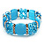 Sky Blue Cat Eye Glass Bead Flex Bracelet -18cm Length