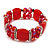 Red Cat Eye Glass Bead Flex Bracelet -18cm Length - view 3