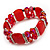 Red Cat Eye Glass Bead Flex Bracelet -18cm Length